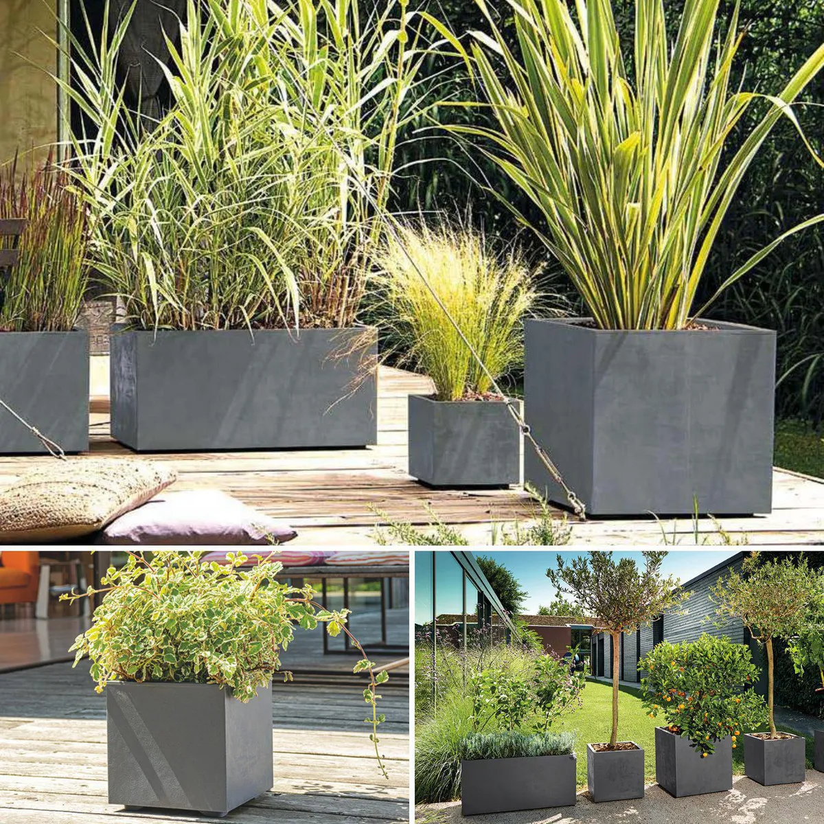 DEROMA - Jardinera de Polipropileno 99x39 cm Cemento