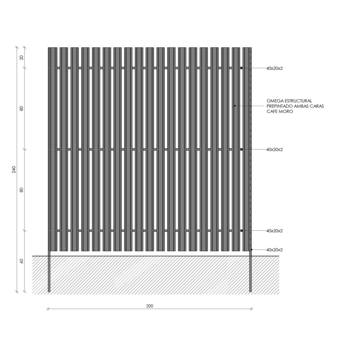 CINTAC - Reja Lista Acero 2x2 metros Negro