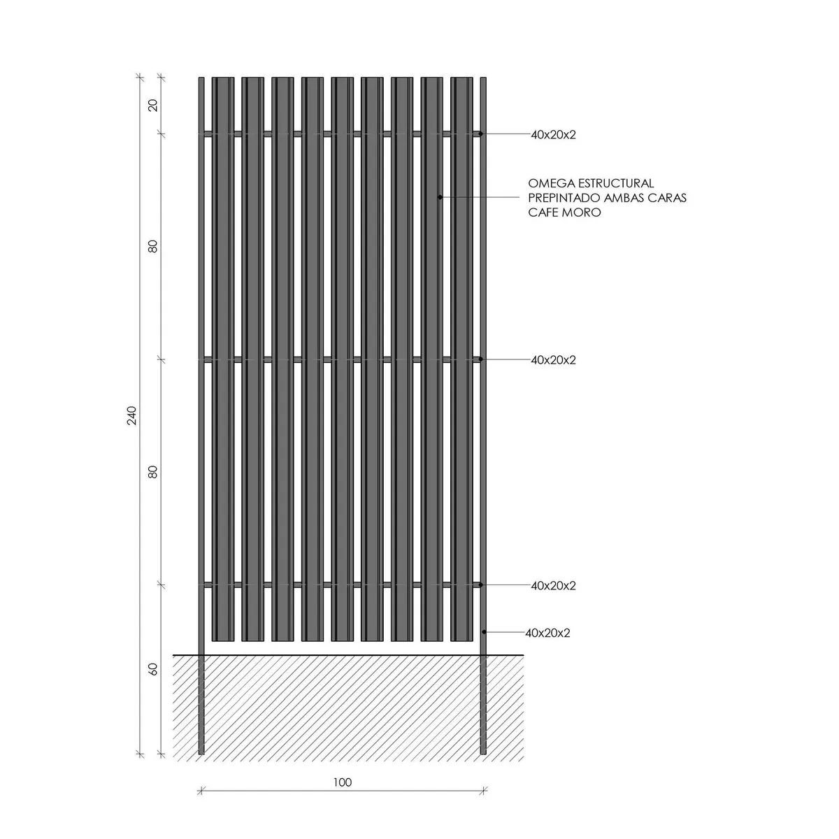 CINTAC - Reja Lista Acero 1x2 metros Negro