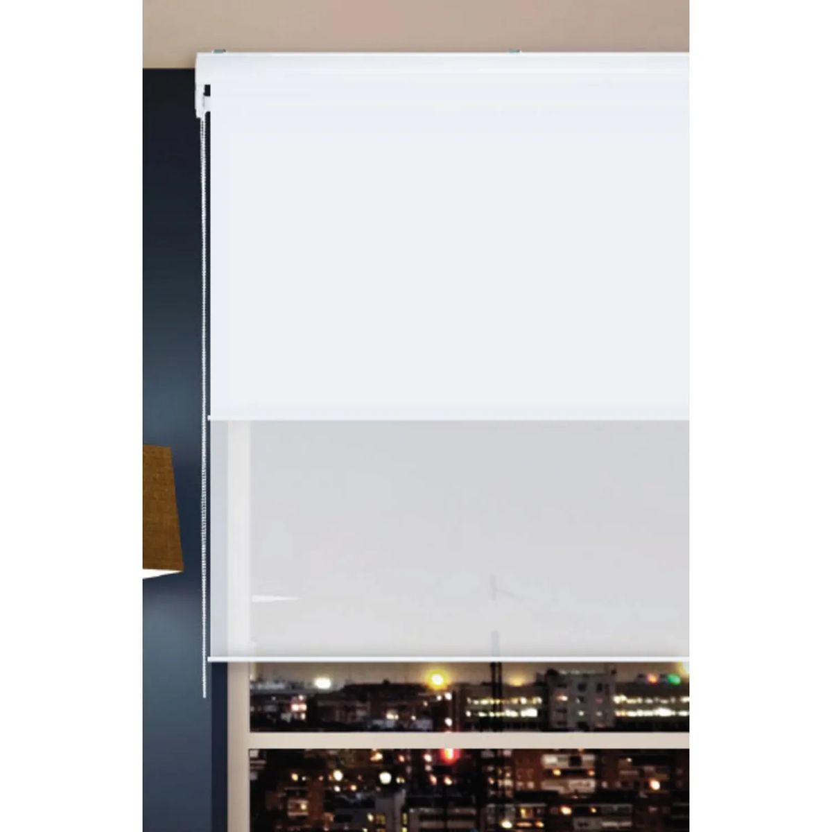 JUST HOME COLLECTION - Cortina Roller Doble Tela Blackout + Sunscreen Blanco
