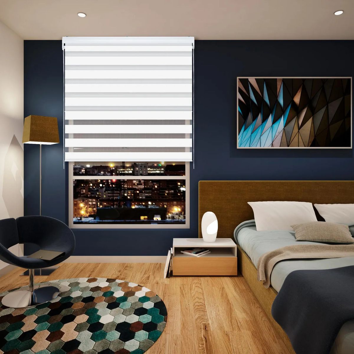 JUST HOME COLLECTION - Cortina Roller Doble Blanco Blackout + Duo