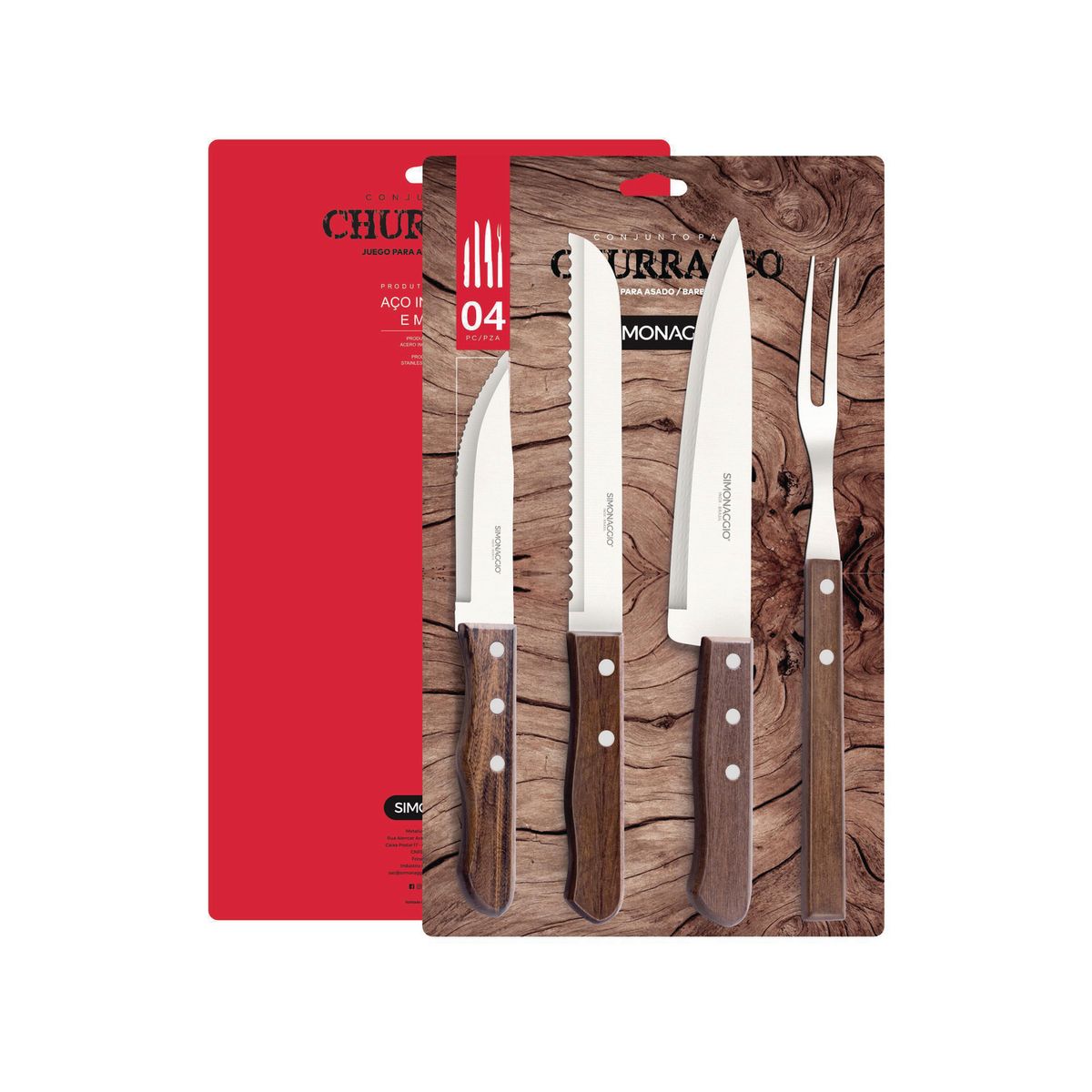 SOGA - Juego para asado 4 piezas acero inoxidable