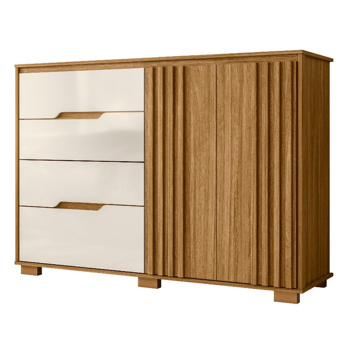 ALTAVISION - Cómoda 2 Puertas 4 Cajón(es) Texas 147x105x47 cm Café / blanco