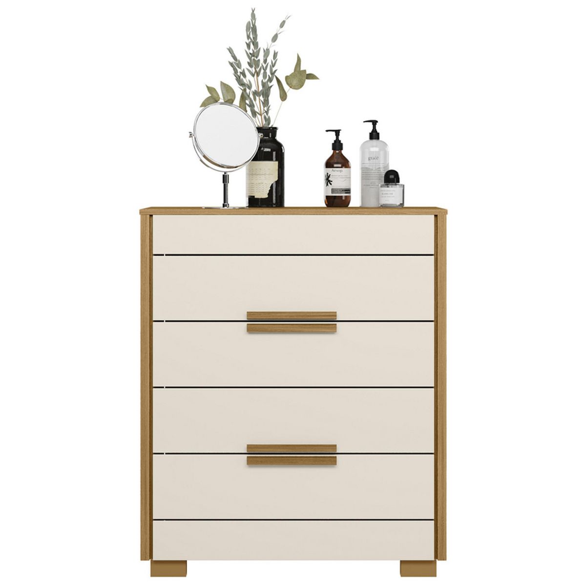 ALTAVISION - Cómoda 4 Cajón(es) Dhara 86x103x47 cm Café / blanco