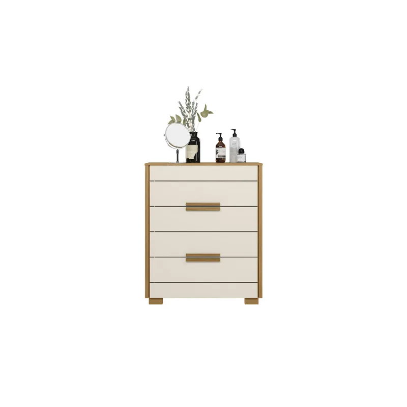 ALTAVISION - Cómoda 4 Cajón(es) Dhara 86x103x47 cm Café / blanco