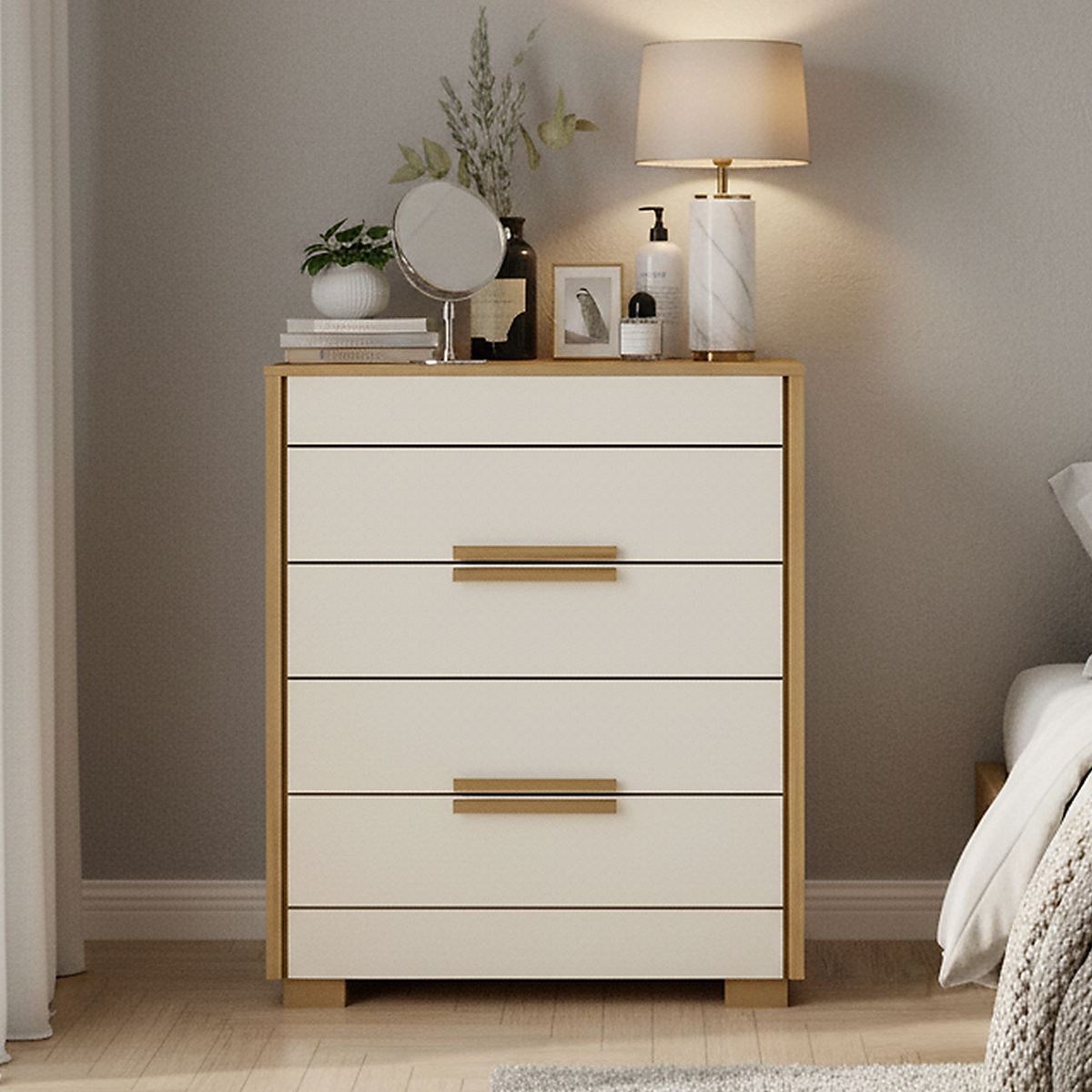 ALTAVISION - Cómoda 4 Cajón(es) Dhara 86x103x47 cm Café / blanco