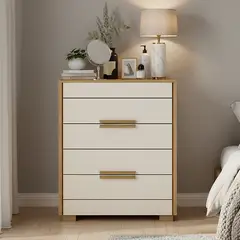 ALTAVISION - Cómoda 4 Cajón(es) Dhara 86x103x47 cm Café / blanco
