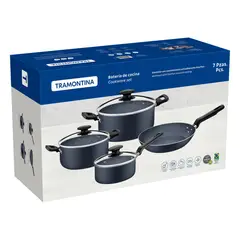 TRAMONTINA - Batería de Cocina 7 Piezas Aluminio Cook Desing Azul