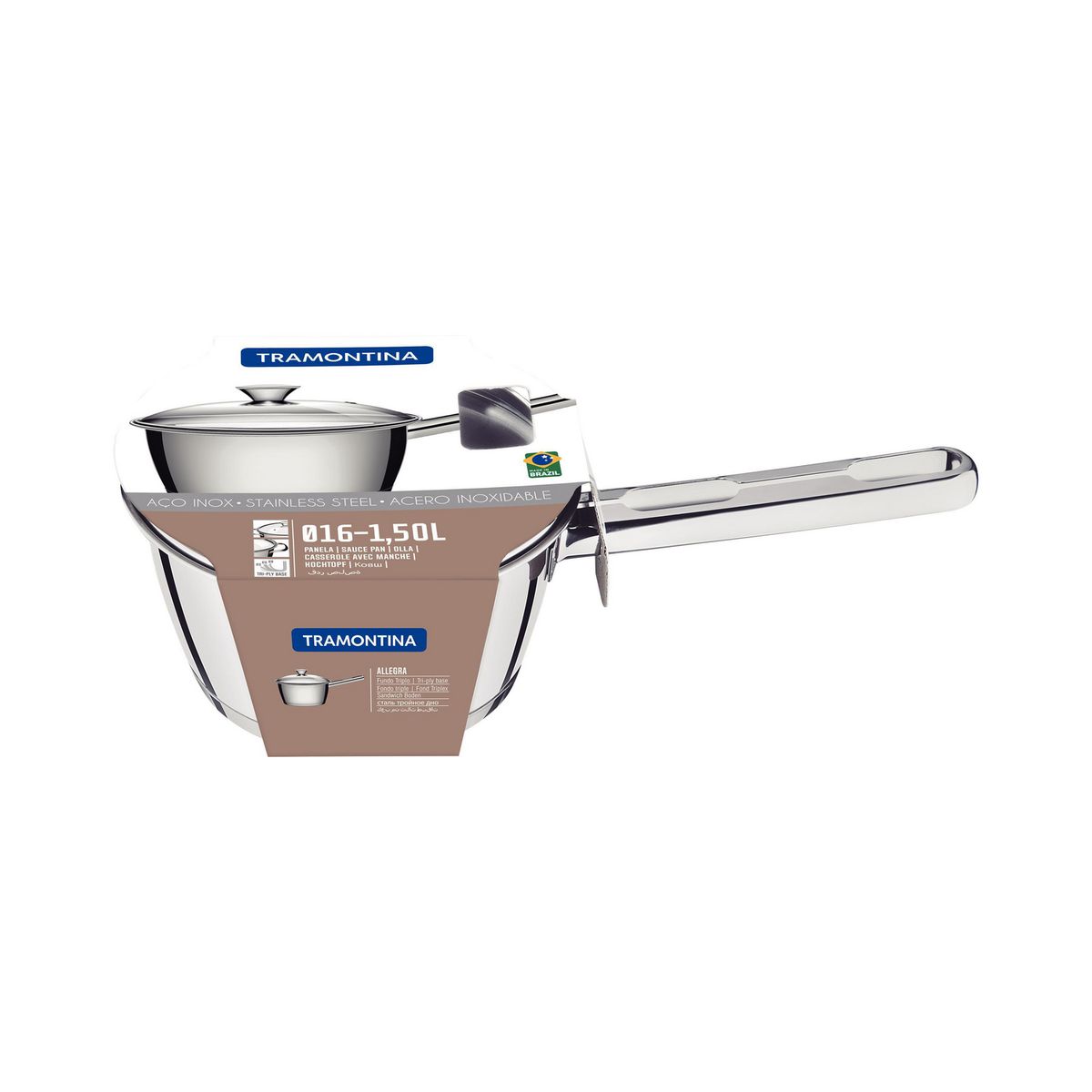 TRAMONTINA - Olla de Acero inoxidable 16 cm 1.5 l Gris Allegra