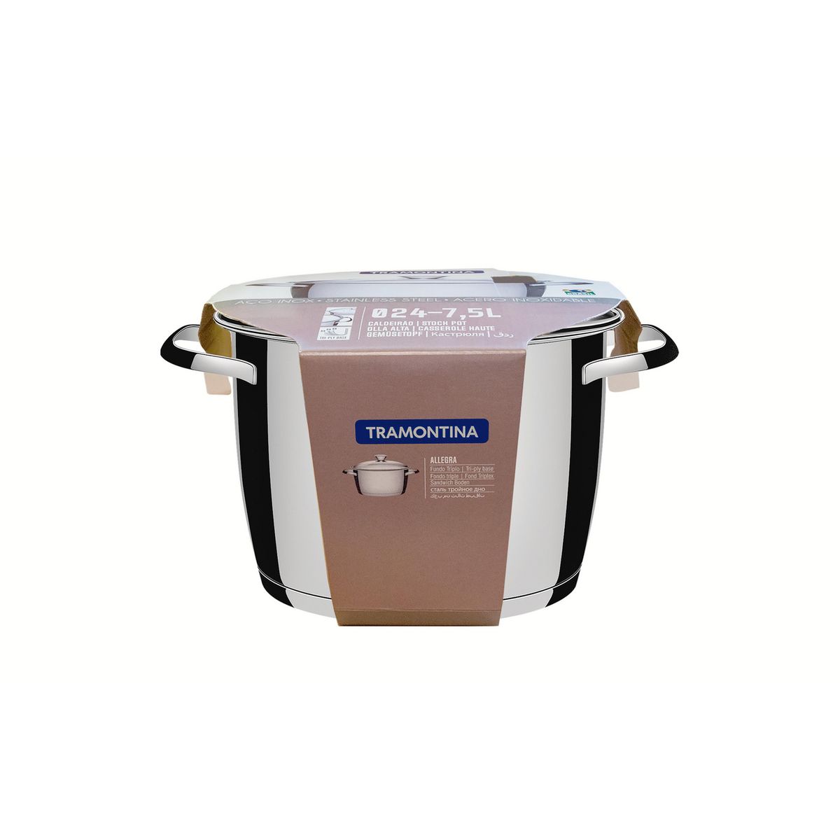 TRAMONTINA - Olla de Acero inoxidable 24 cm 7.5 l Plateado Allegra