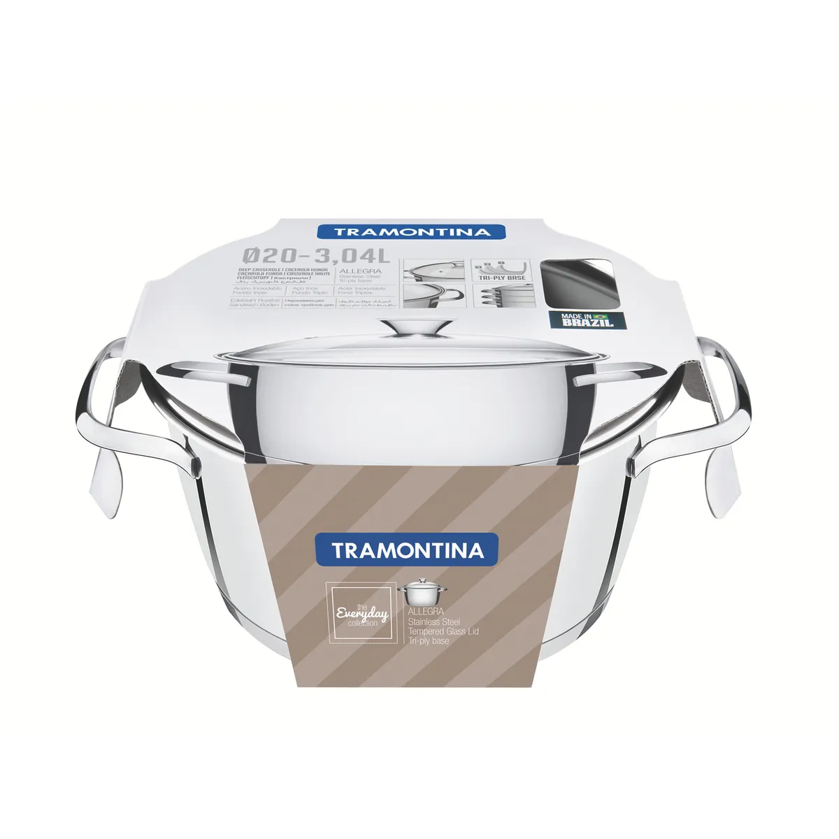 TRAMONTINA - Cacerola de Acero inoxidable 20 cm 3.1 l Plateado Allegra 