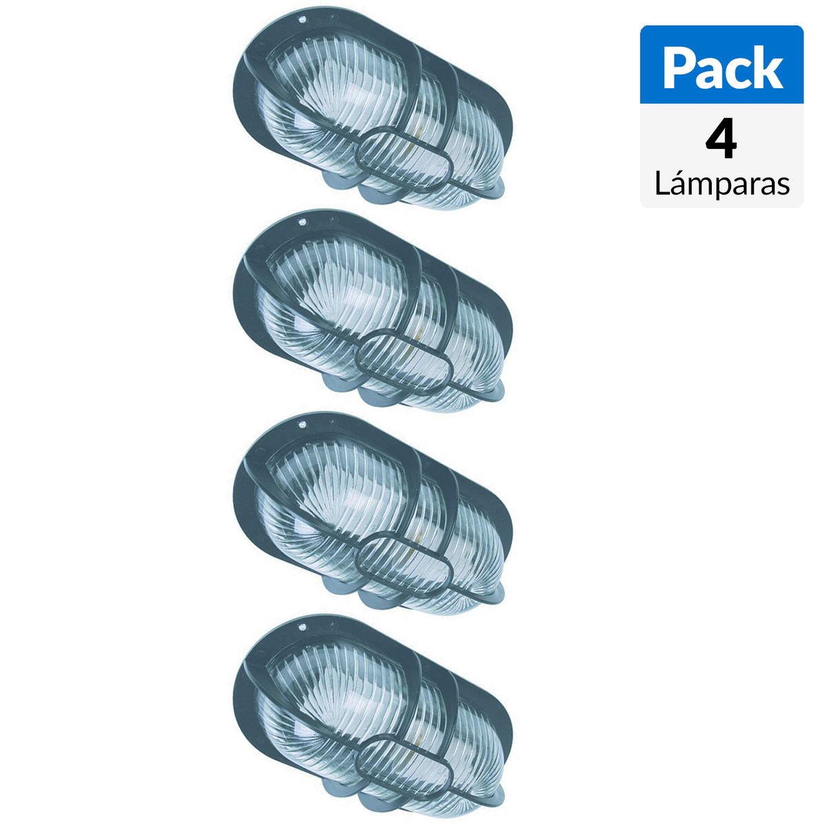 CONCEPT - Pack 4 Plafones Plástico Negro