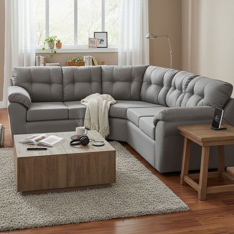 DECOOUTLET Sofá Seccional 5 cuerpos Polonia 190x90x180 cm Gris
