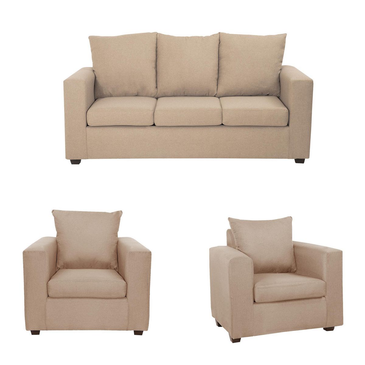 DECOOUTLET - Living 3 cuerpos Turin 80x94x186 cm Beige