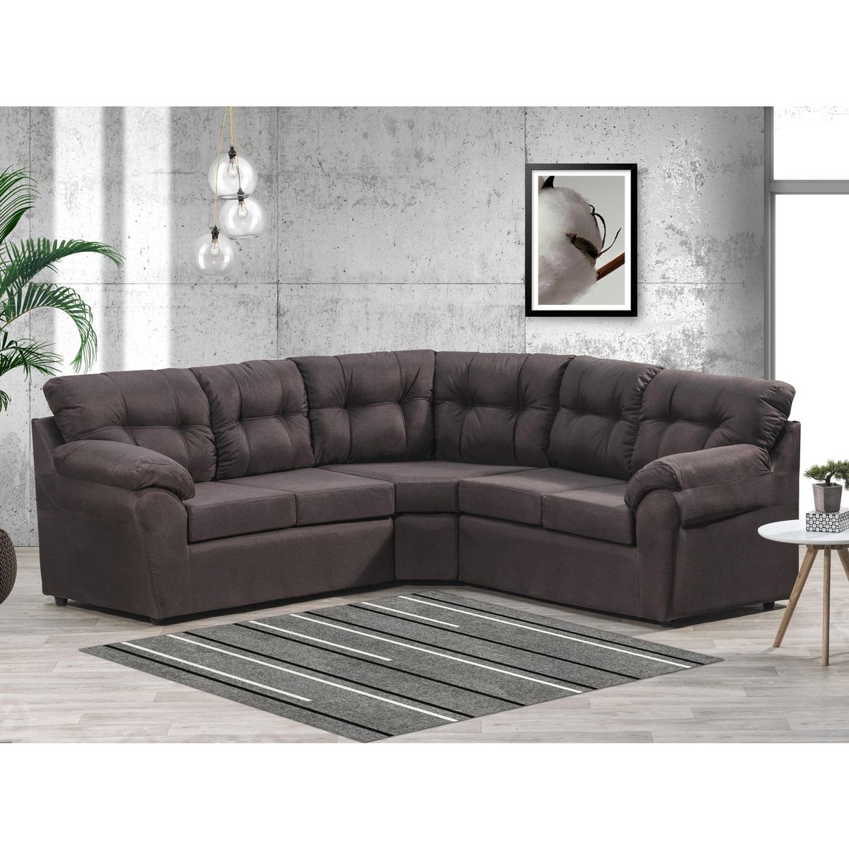 DECOOUTLET - Sofá Seccional 5 cuerpos Polonia 190x90x180 cm Chocolate