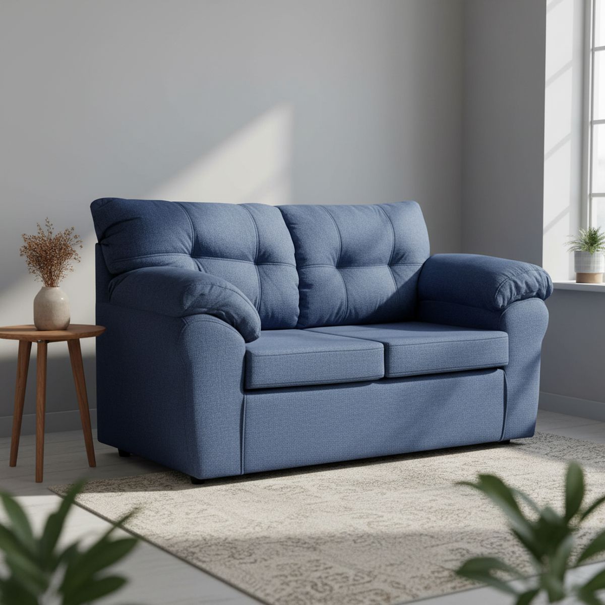 DECOOUTLET - Sofá 2 cuerpos Polonia 75x90x130 cm Azul