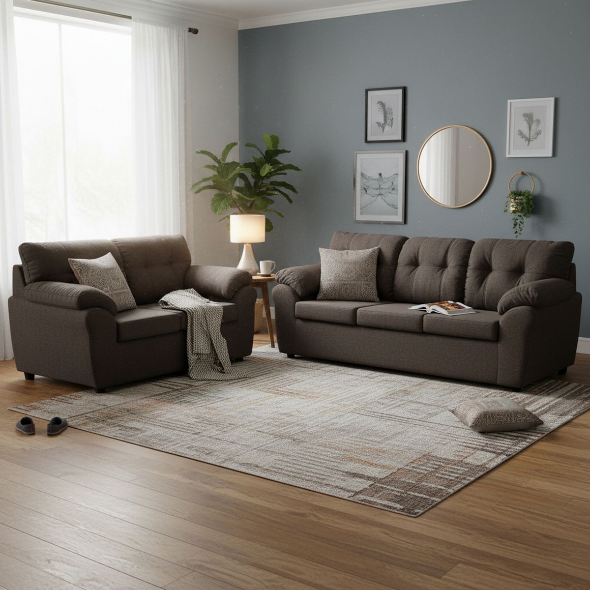 DECOOUTLET - Living 3 cuerpos Polonia 75x90x183 cm Chocolate