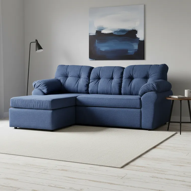DECOOUTLET Sofá Modular 4 cuerpos Polonia 150x90x183 cm Azul