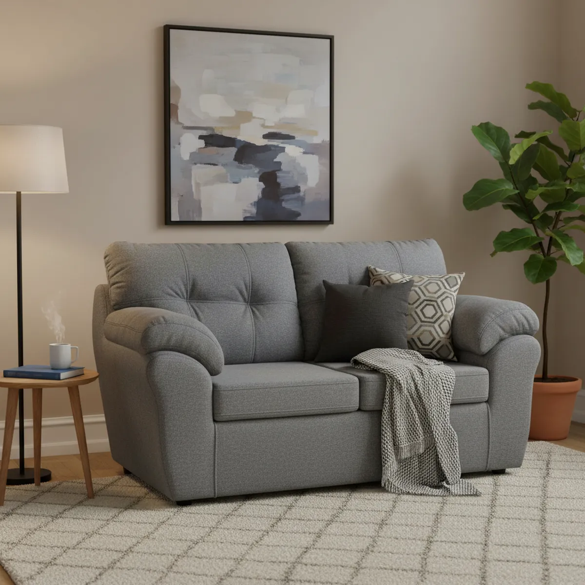 DECOOUTLET - Sofá 2 cuerpos Polonia 75x90x130 cm Gris medio