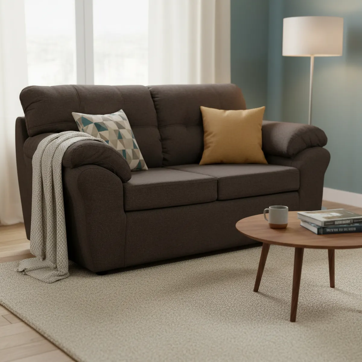 DECOOUTLET - Sofá 2 cuerpos Polonia 75x90x130 cm Chocolate