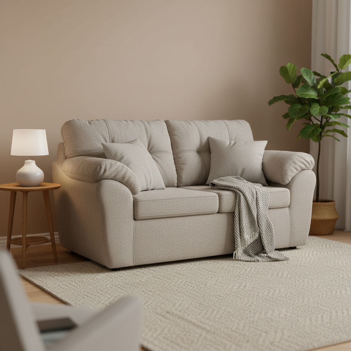 DECOOUTLET - Sofá 2 cuerpos Polonia 75x90x130 cm Beige