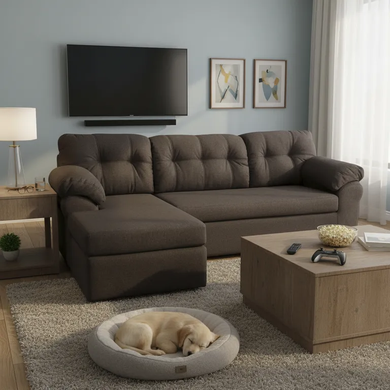 DECOOUTLET Sofá Modular 4 cuerpos Polonia 150x90x183 cm Café