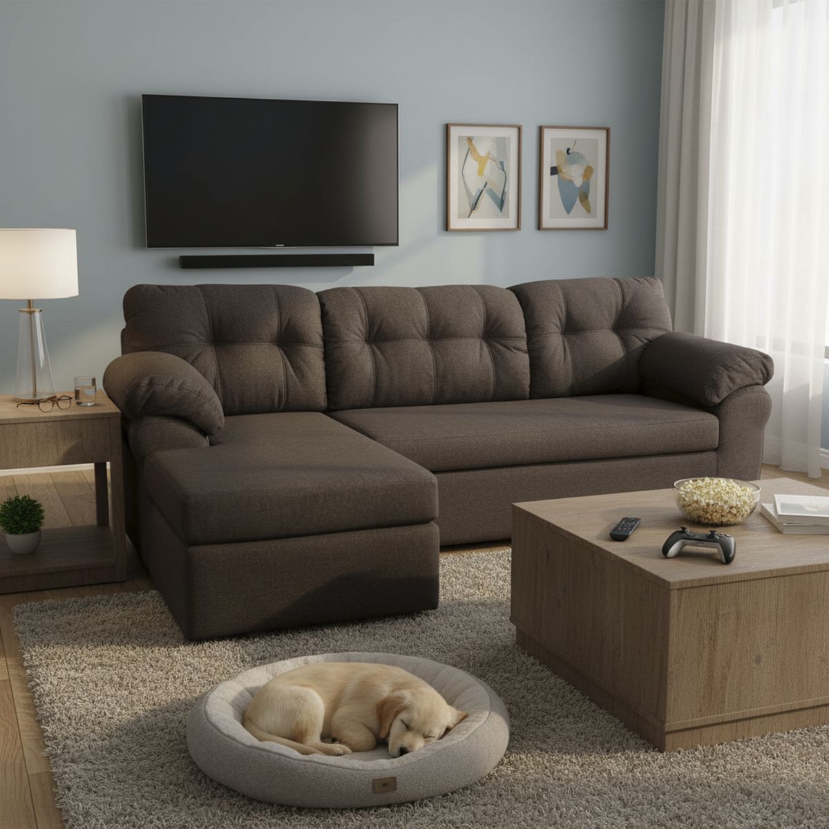 DECOOUTLET - Sofá Modular 4 cuerpos Polonia 150x90x183 cm Chocolate