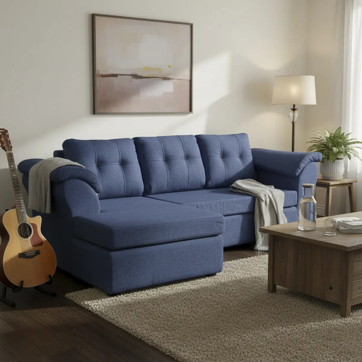 DECOOUTLET - Sofá Modular 4 cuerpos Laos 203x82x150 cm Azul