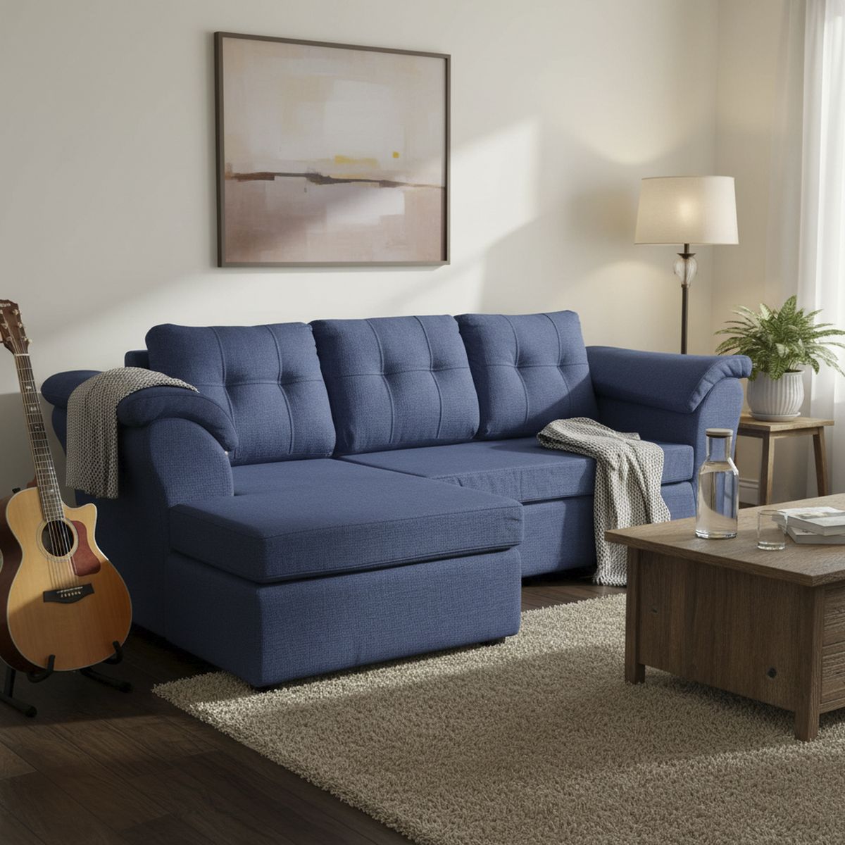 DECOOUTLET - Sofá Modular 4 cuerpos Laos 203x82x150 cm Azul