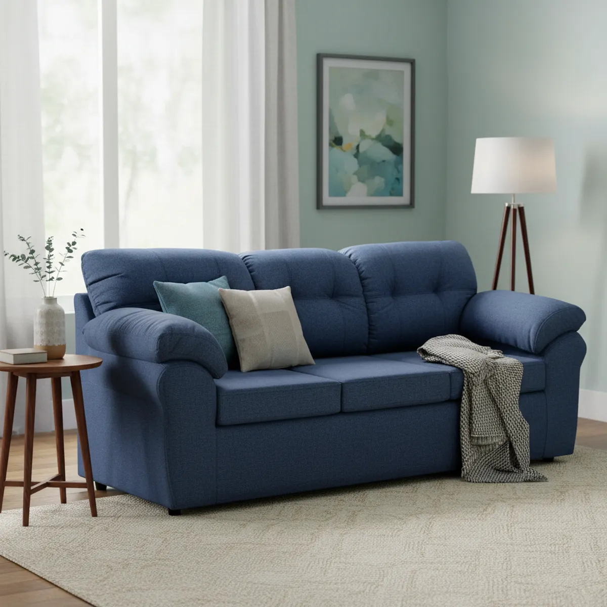 DECOOUTLET - Sofá 3 cuerpos Polonia 75x90x183 cm Azul