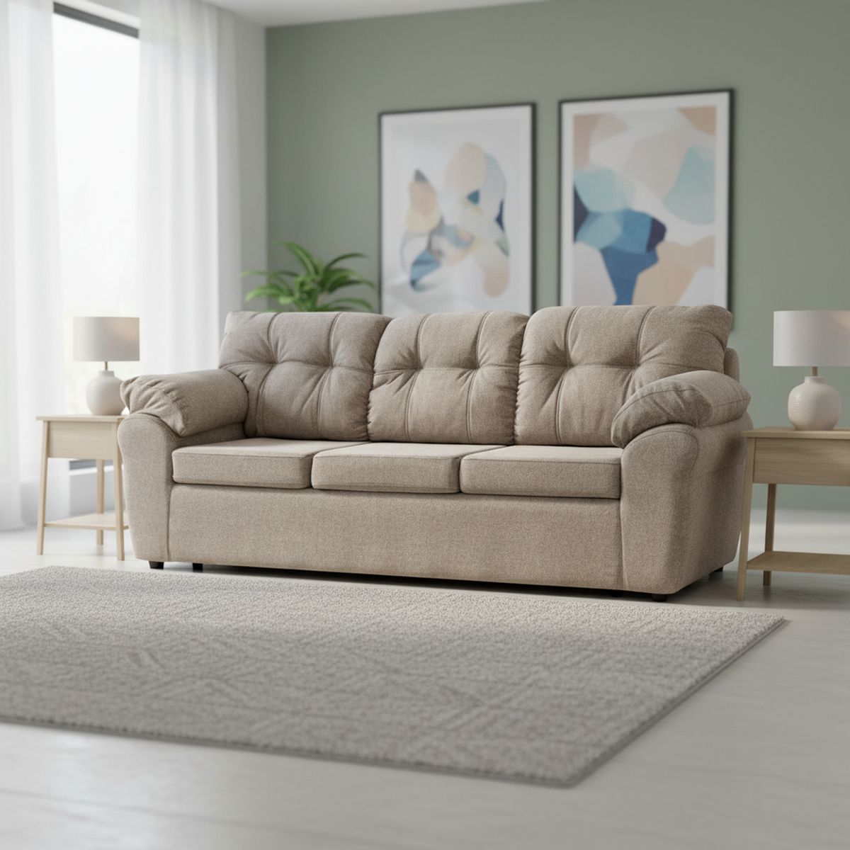 DECOOUTLET - Sofá 3 cuerpos Polonia 75x90x183 cm Beige