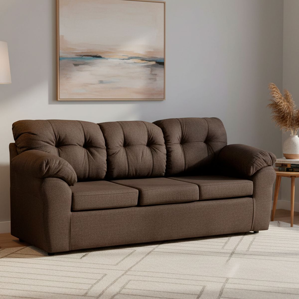 DECOOUTLET - Sofá 3 cuerpos Polonia 75x90x183 cm Chocolate