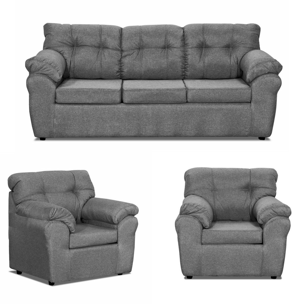 DECOOUTLET - Living 3 cuerpos Polonia 75x90x183 cm Gris medio