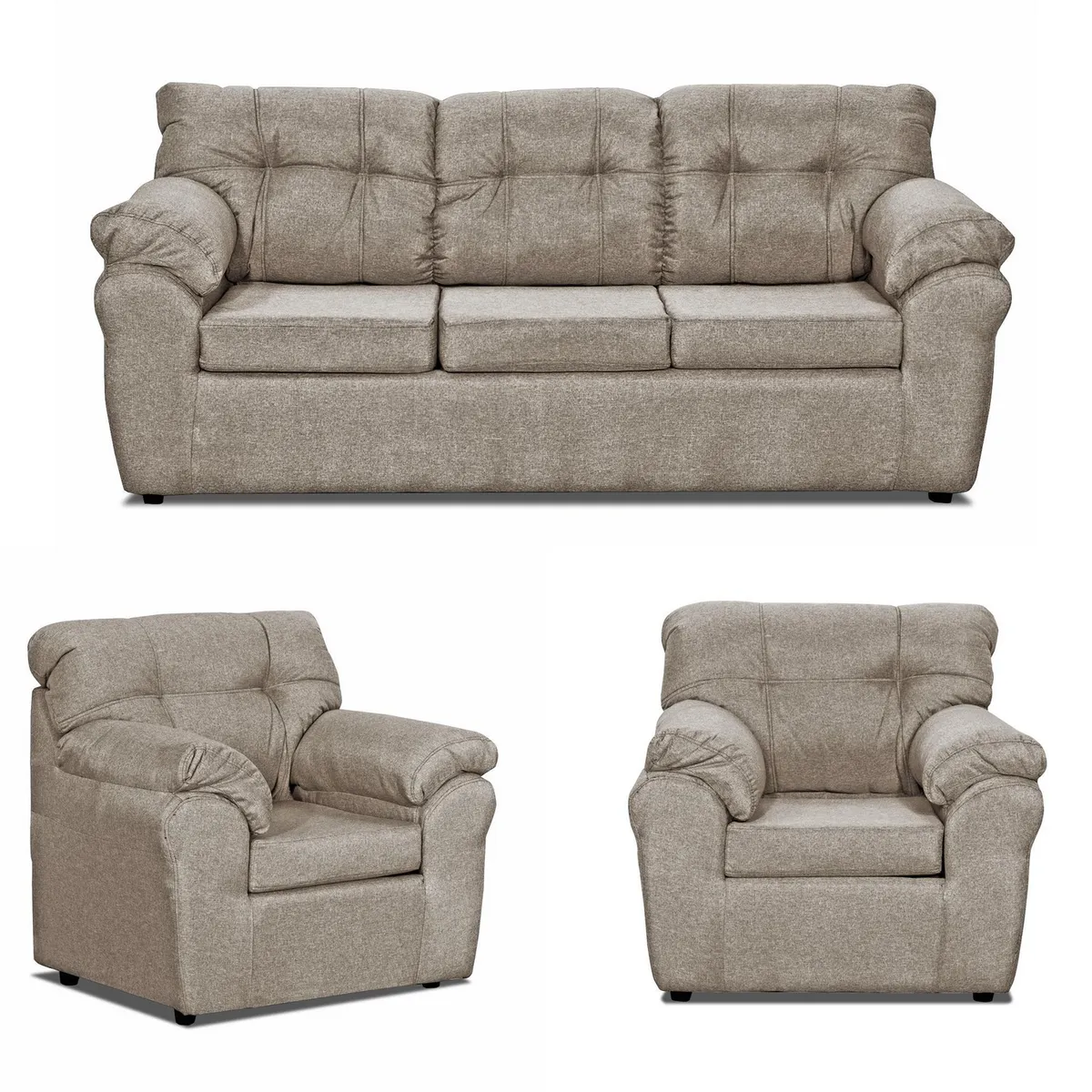 DECOOUTLET - Living 3 cuerpos Polonia 75x90x183 cm Beige