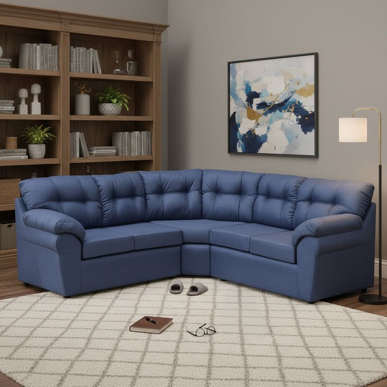 DECOOUTLET Sofá Seccional 5 cuerpos Polonia 190x90x180 cm Azul