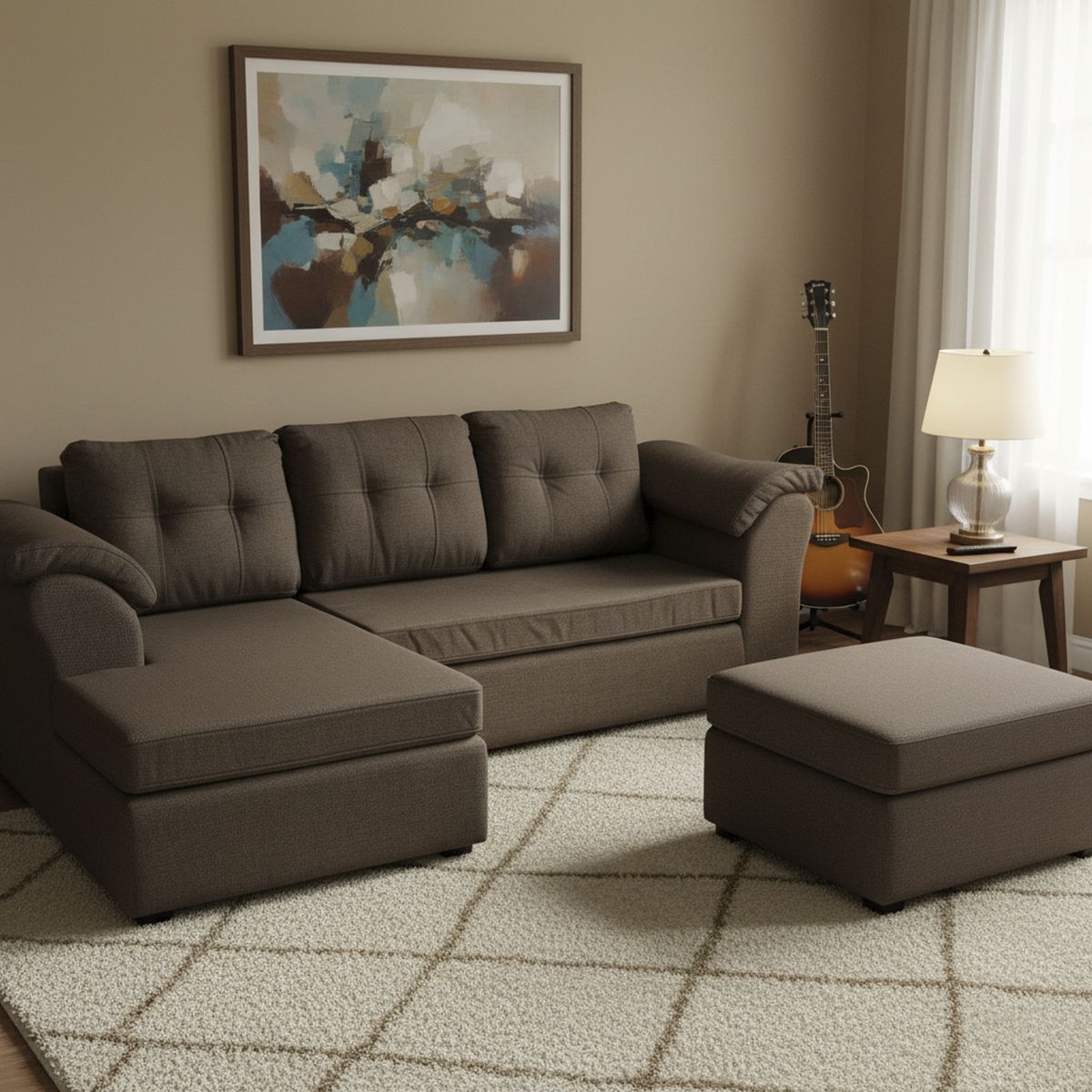 DECOOUTLET - Sofá Modular 4 cuerpos Laos 203x82x150 cm Chocolate