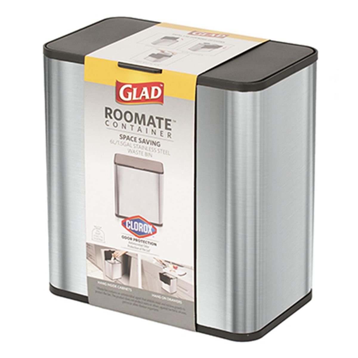 GLAD - Basurero 6 Litros Metal Gris