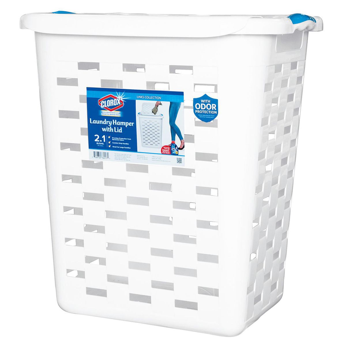 CLOROX - Cesta para ropa ovalada con tapa 74 l color blanco