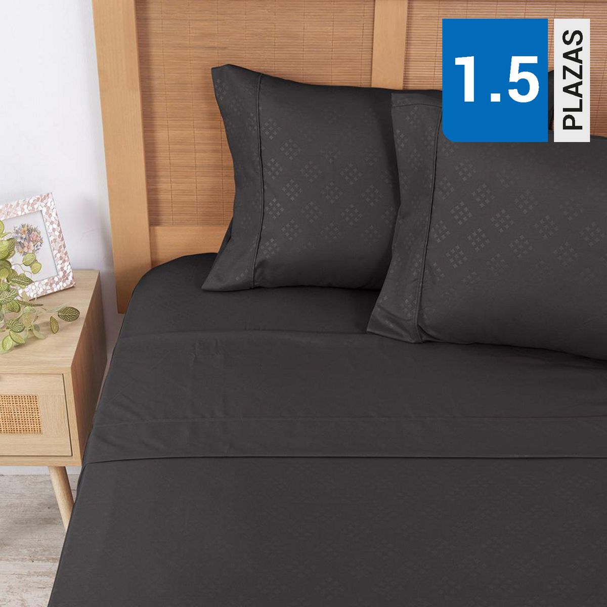 PLUMETTI - Sábana Embossed 1.5 plazas Negro