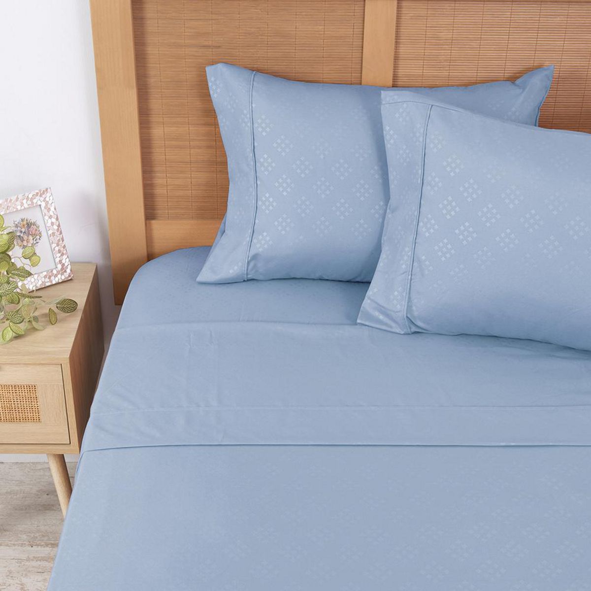 PLUMETTI - Sábana Embossed 2 plazas Celeste