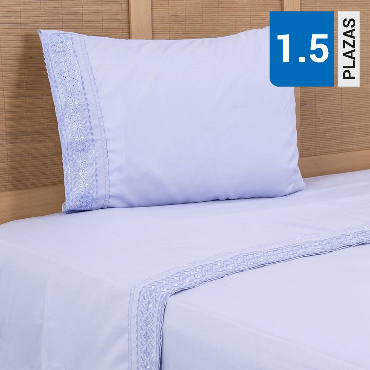 PLUMETTI - Sábana Bordadas 1.5 plazas 144 Hilos Damasco