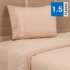 PLUMETTI - Sábana Bordadas 1.5 plazas 144 Hilos Morado