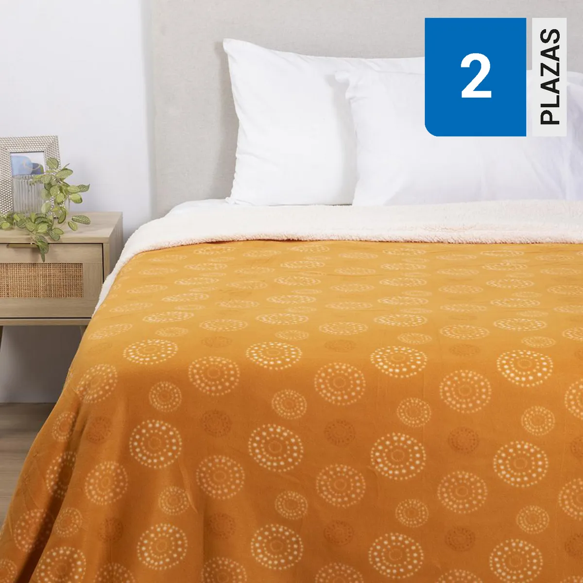 MASHINI - Frazada Polar Sherpa Estampado 2 plazas Multicolor