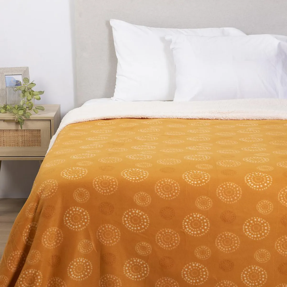 MASHINI - Frazada Polar Sherpa Estampado 2 plazas Multicolor