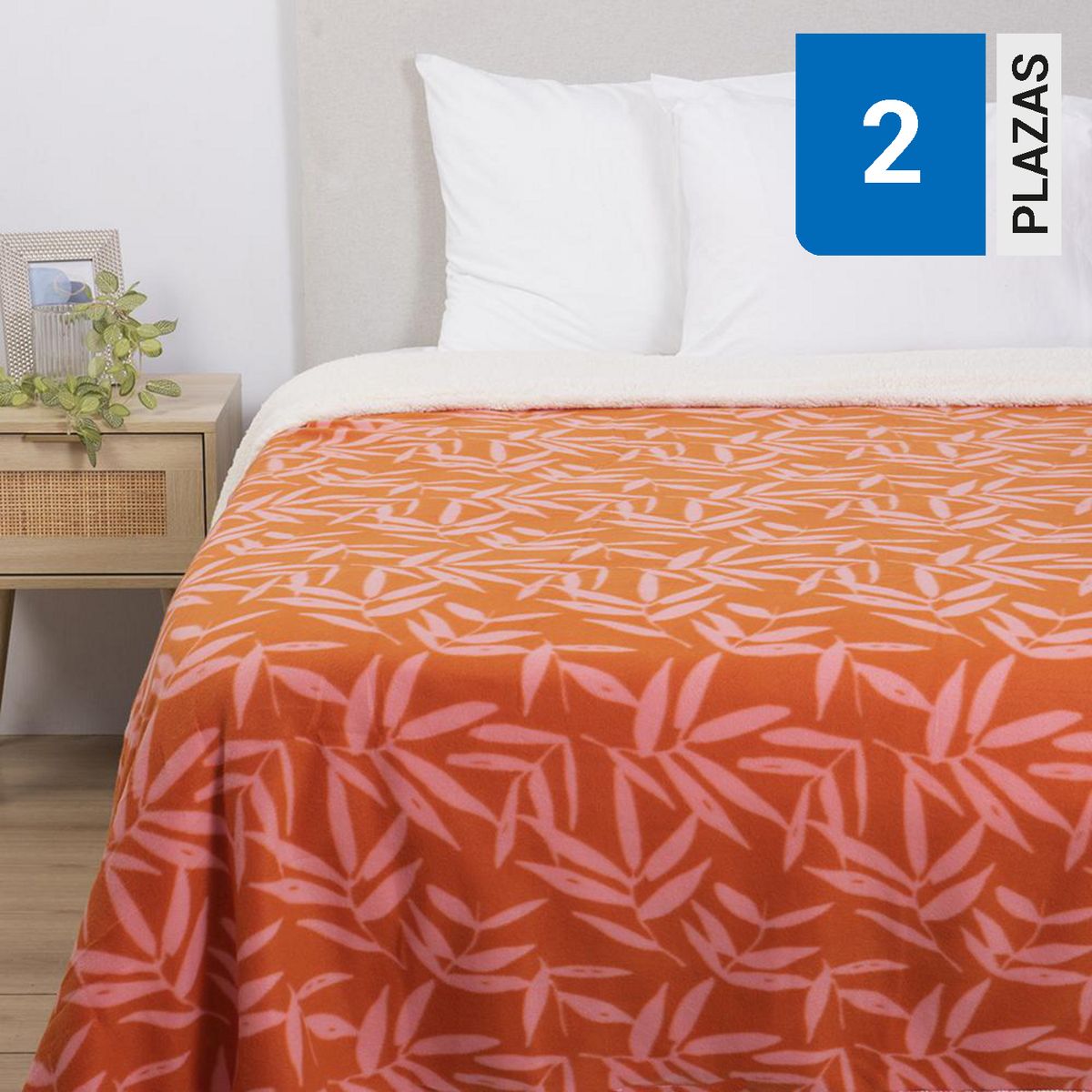 MASHINI - Frazada Polar Sherpa Estampado 2 plazas Multicolor