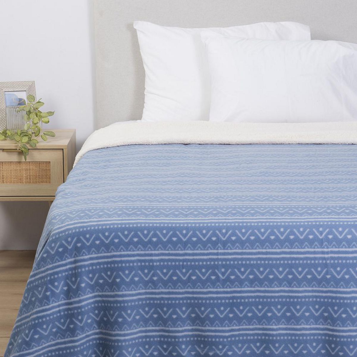 MASHINI - Frazada Polar Sherpa Estampado 2 plazas Multicolor