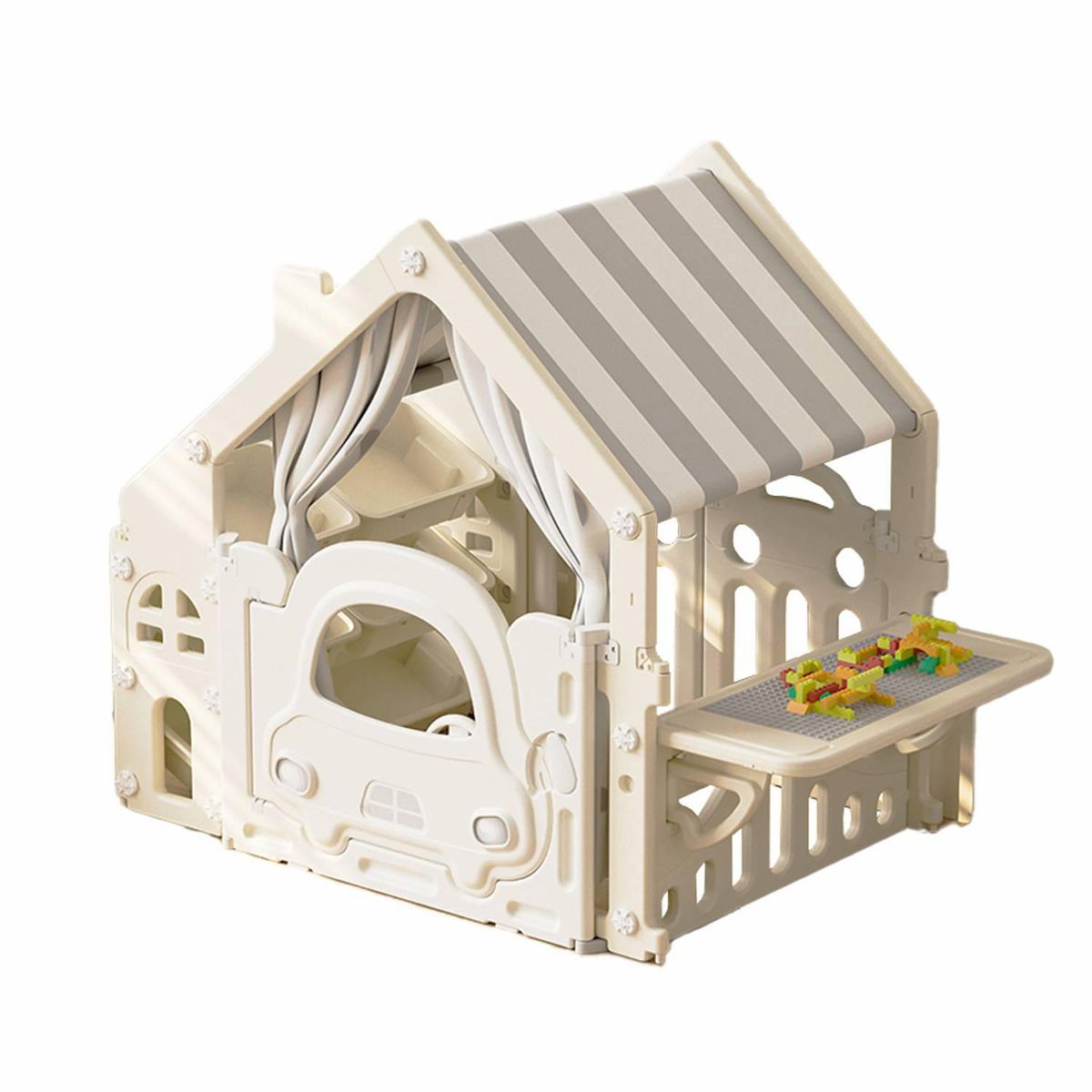 KIDSCOOL - Casa Club con Actividades 145x80x115 cm Blanco gris