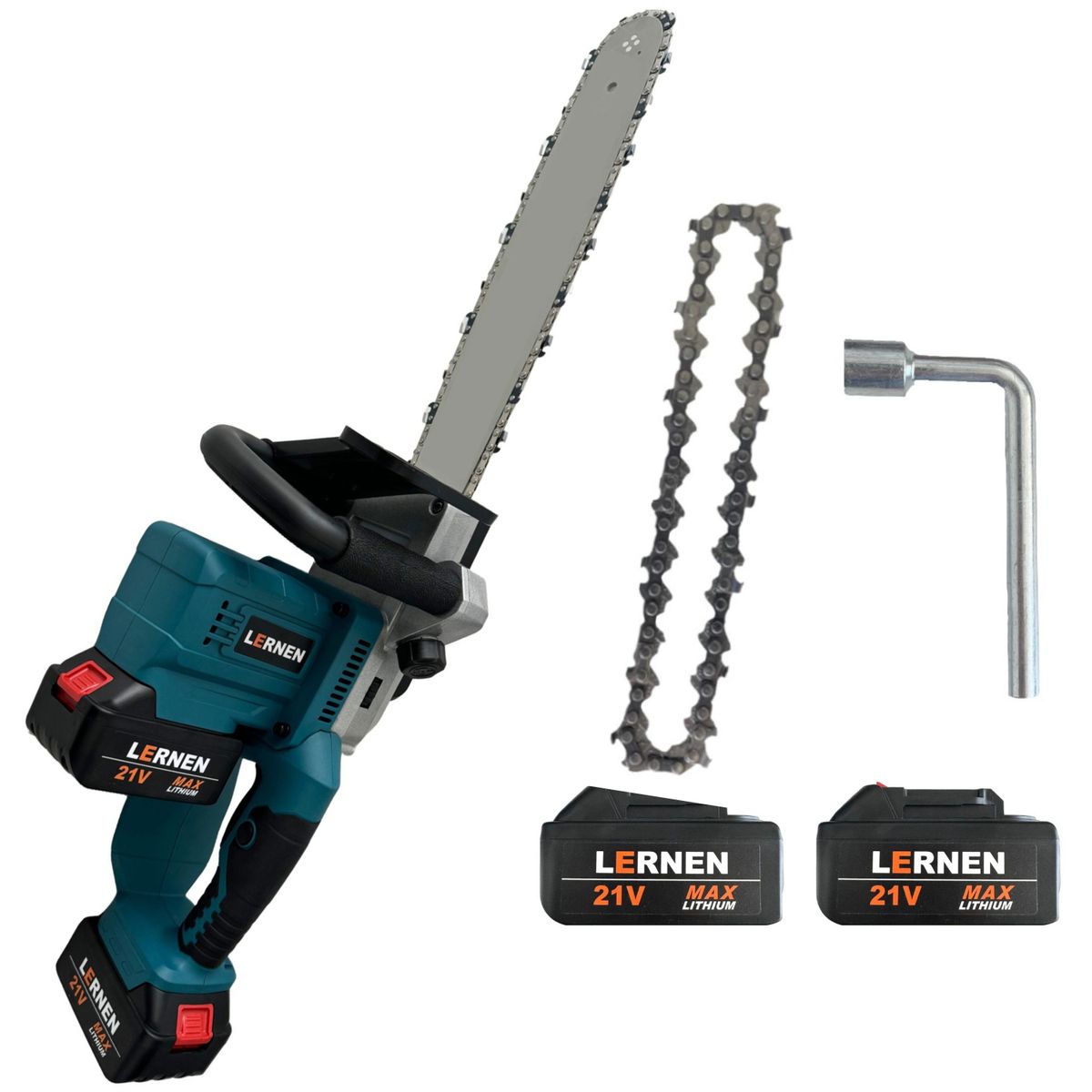 LERNEN - Motosierra Podadora Inalámbrica 16” + 2 Baterías + Cadenas