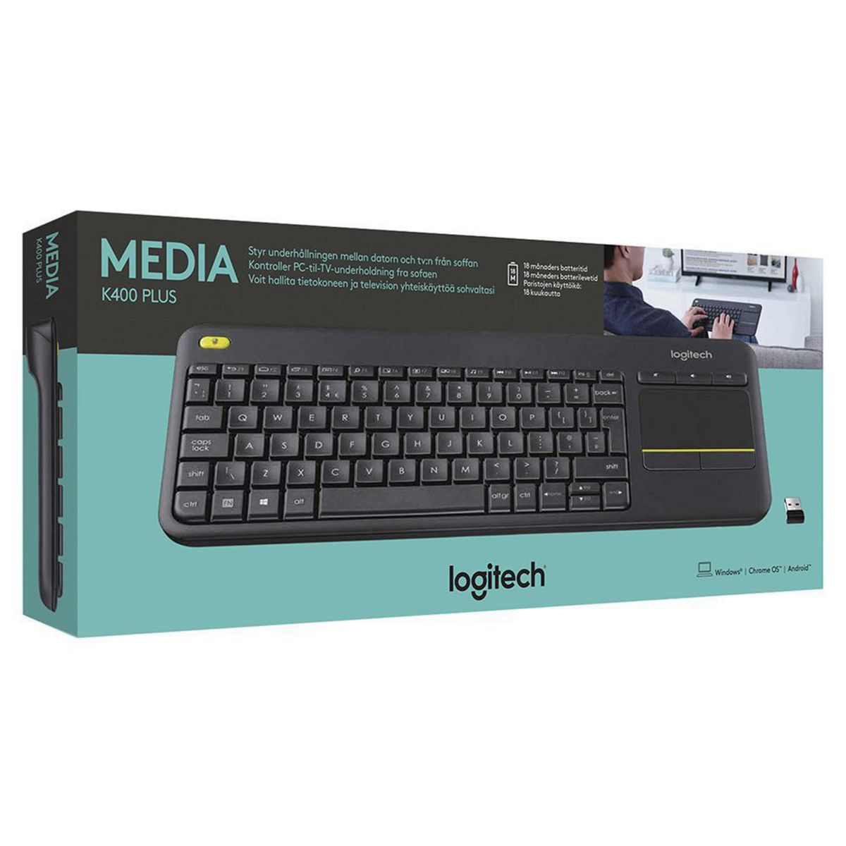 LOGITECH - Teclado inalámbrico K400 Plus Touch Pad