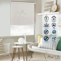 AURA - Cortina Roller Black Out Textura Lino